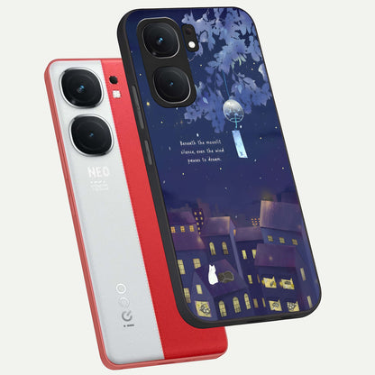  Moonlit Cat Silence phone case For iQOO Neo 9 Pro showing premium glass back cover with detailed artwork