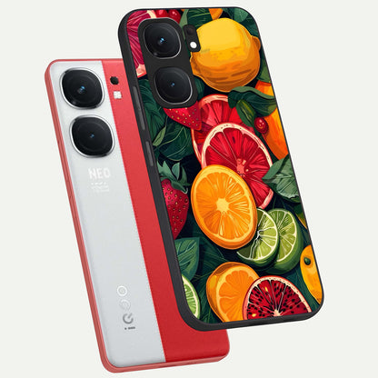  Multiple Fruits phone case For iQOO Neo 9 Pro showing premium glass back cover with detailed artwork