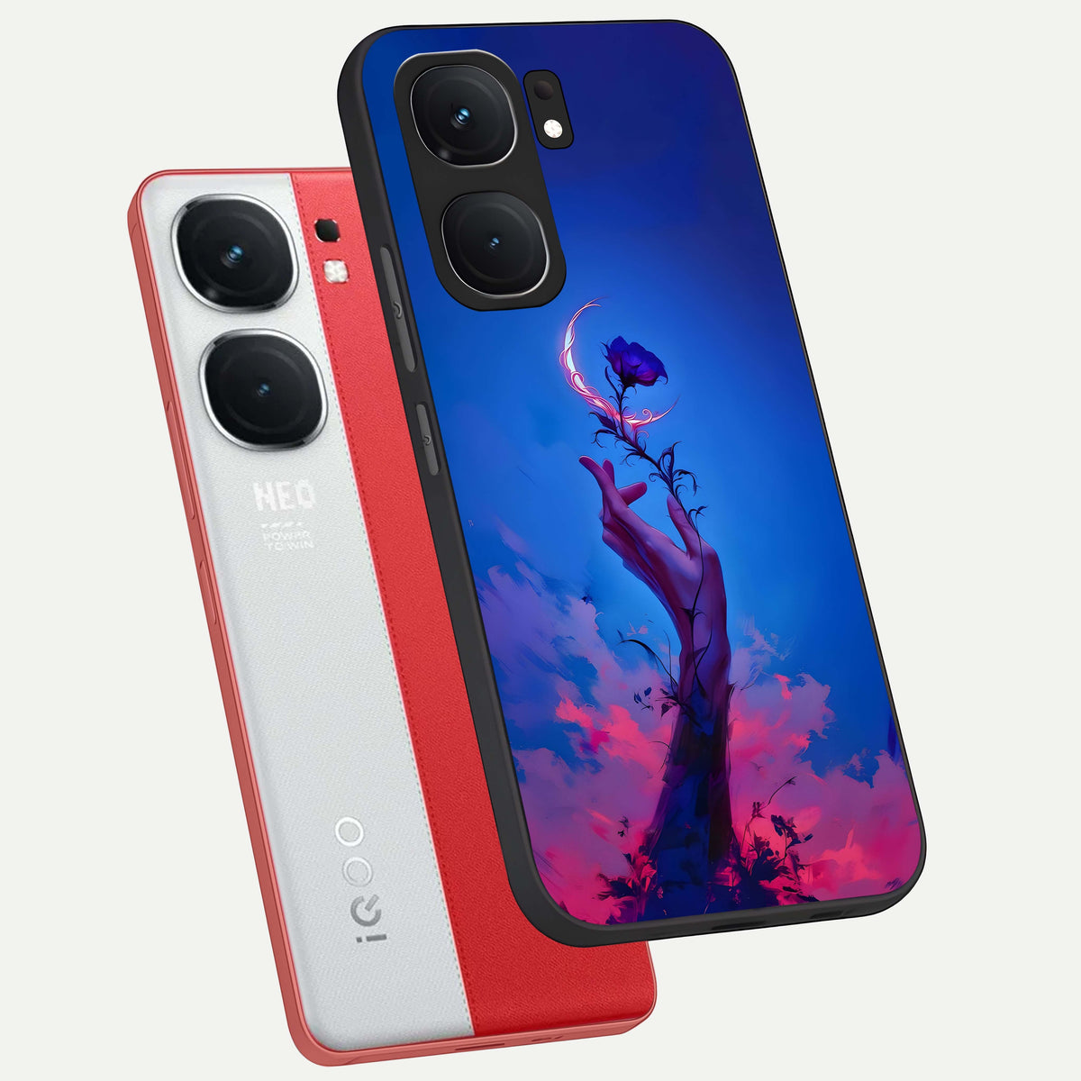  Mystic Hand phone case For iQOO Neo 9 Pro showing premium glass back cover with detailed artwork