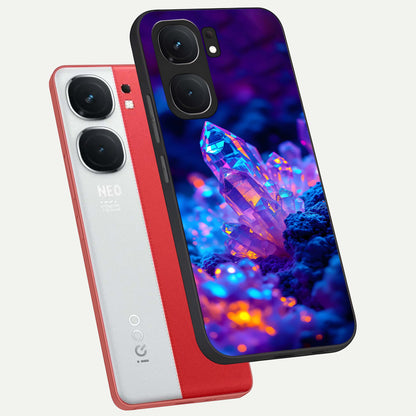  Neon Aura Shards phone case For iQOO Neo 9 Pro showing premium glass back cover with detailed artwork