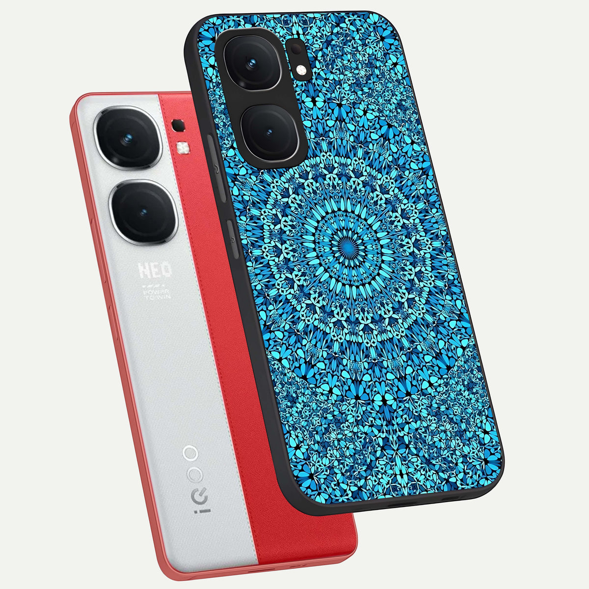  Ocean Bloom Mandala phone case For iQOO Neo 9 Pro showing premium glass back cover with detailed artwork
