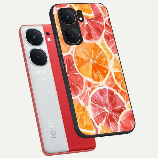 Orange Fruits Pattern phone case For iQOO Neo 9 Pro showing premium glass back cover with detailed artwork
