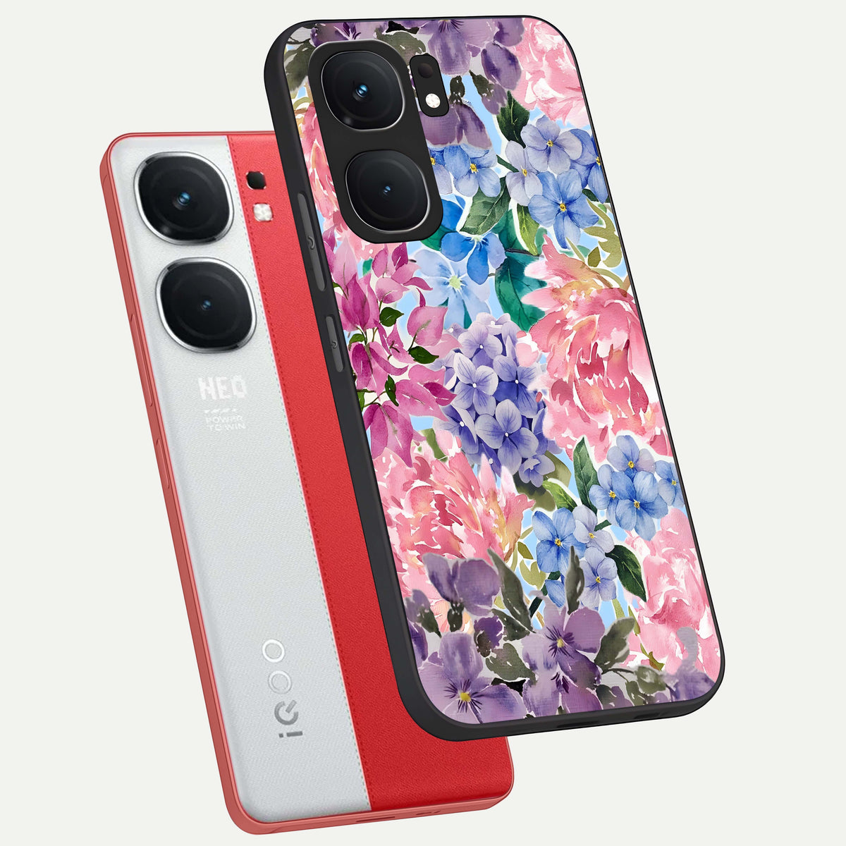  Pastel Floral Mix phone case For iQOO Neo 9 Pro showing premium glass back cover with detailed artwork