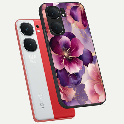  Pink Bouquet Florals phone case For iQOO Neo 9 Pro showing premium glass back cover with detailed artwork