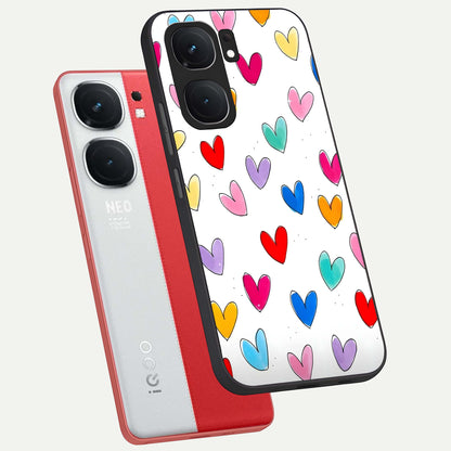  Playful Love Doodles phone case For iQOO Neo 9 Pro showing premium glass back cover with detailed artwork