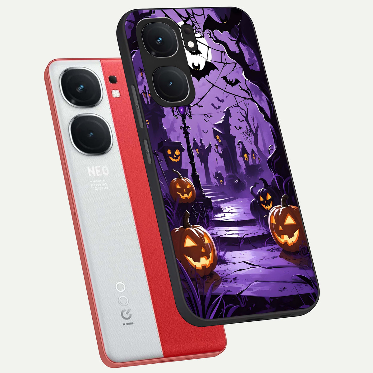  Pumpkin Patch Halloween phone case For iQOO Neo 9 Pro showing premium glass back cover with detailed artwork