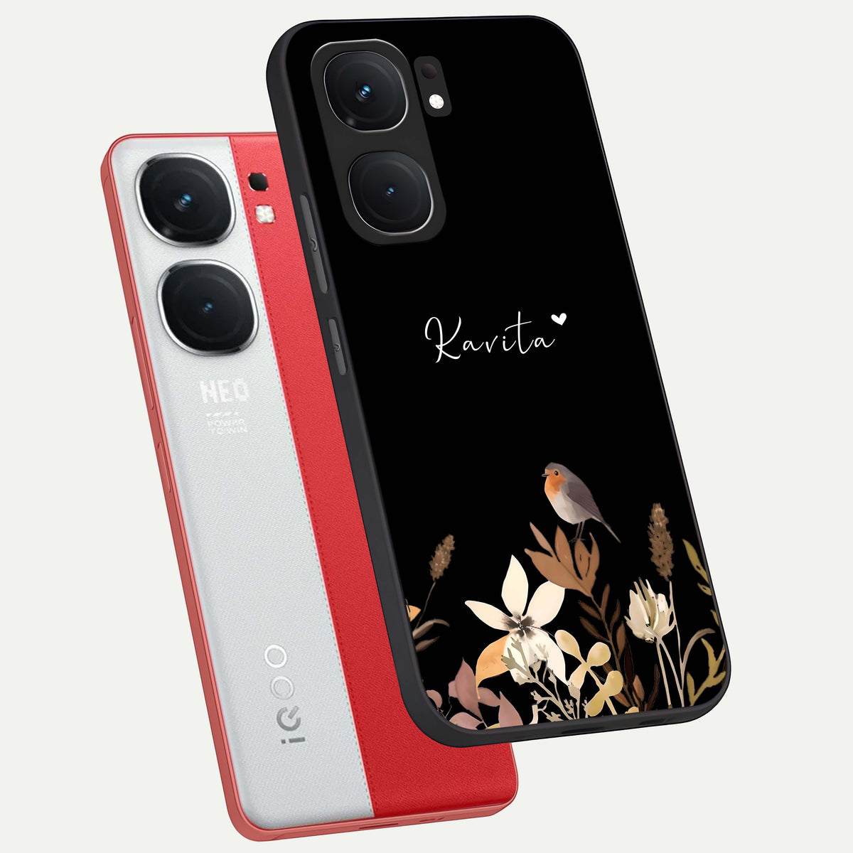  Quiet Garden Tune Custom Name phone case For iQOO Neo 9 Pro showing premium glass back cover with detailed artwork