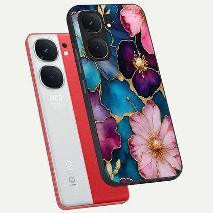  Sparkle Floral phone case For iQOO Neo 9 Pro showing premium glass back cover with detailed artwork