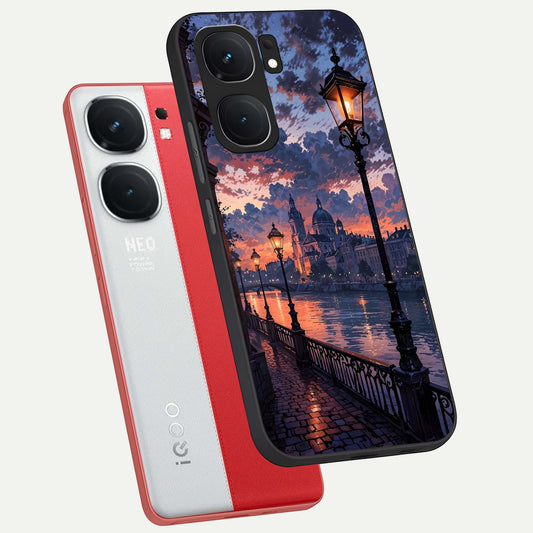  Twilight River Lights phone case For iQOO Neo 9 Pro showing premium glass back cover with detailed artwork