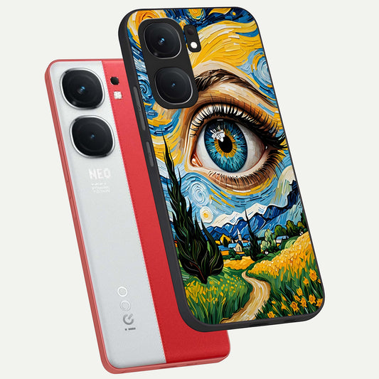  Van Gogh Eye phone case For iQOO Neo 9 Pro showing premium glass back cover with detailed artwork