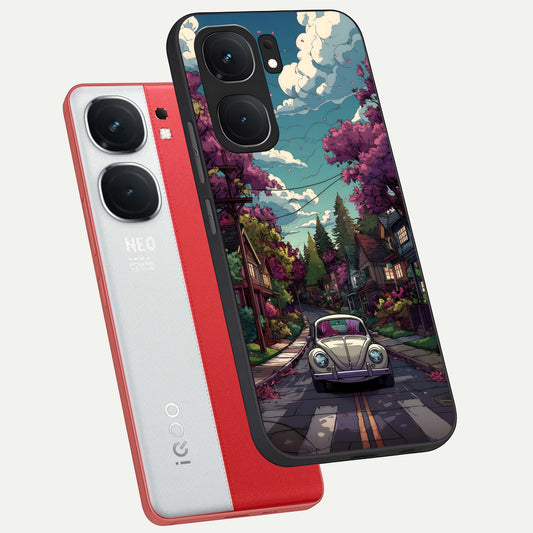 Vintage Street Drive phone case For iQOO Neo 9 Pro showing premium glass back cover with detailed artwork