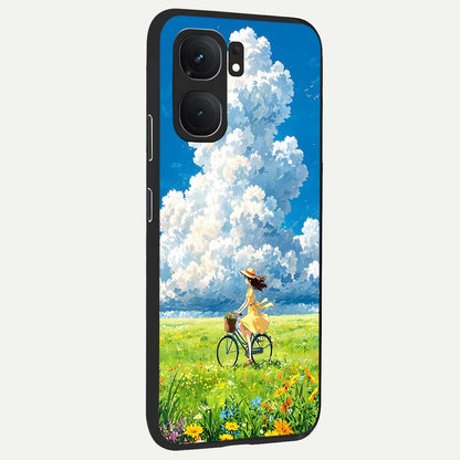  Breezy Meadow Ride back cover For iQOO Neo 9 Pro slim fit glass case with vibrant aesthetic design