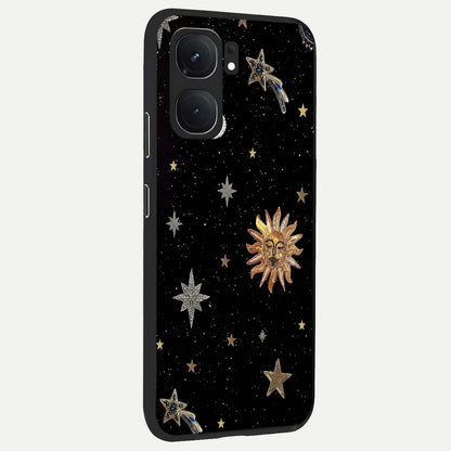  Celestial Moon With Stars back cover For iQOO Neo 9 Pro slim fit glass case with vibrant aesthetic design