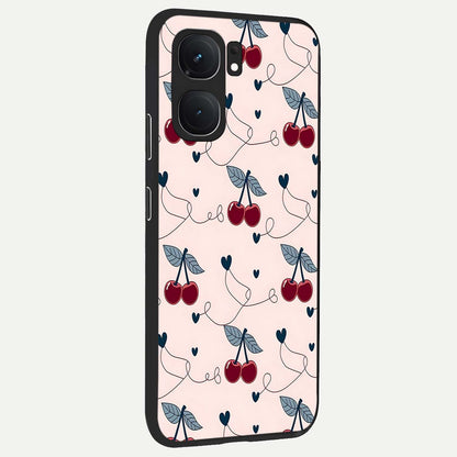  Cherry Heart Line back cover For iQOO Neo 9 Pro slim fit glass case with vibrant aesthetic design