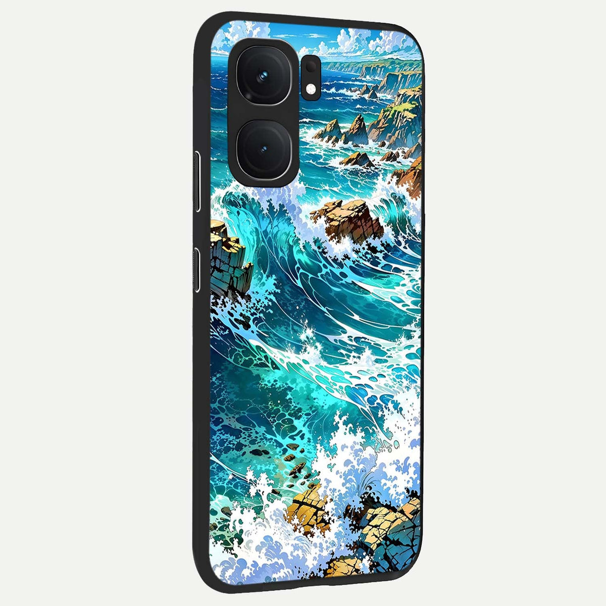 Coastal Blue Waves back cover For iQOO Neo 9 Pro slim fit glass case with vibrant aesthetic design