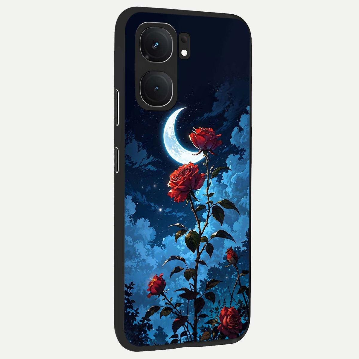  Crimson Rose Moon back cover For iQOO Neo 9 Pro slim fit glass case with vibrant aesthetic design