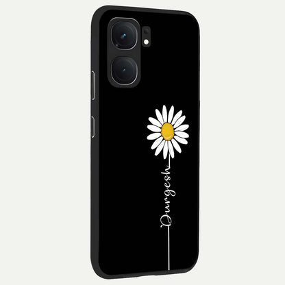  Custom Name White Flower back cover For iQOO Neo 9 Pro slim fit glass case with vibrant aesthetic design