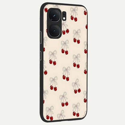  Cute Cherry Pattern back cover For iQOO Neo 9 Pro slim fit glass case with vibrant aesthetic design
