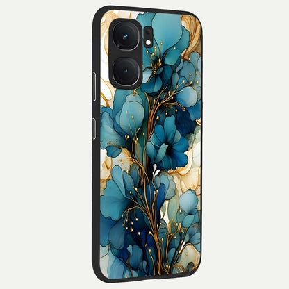  Golden Bloom Symphony back cover For iQOO Neo 9 Pro slim fit glass case with vibrant aesthetic design
