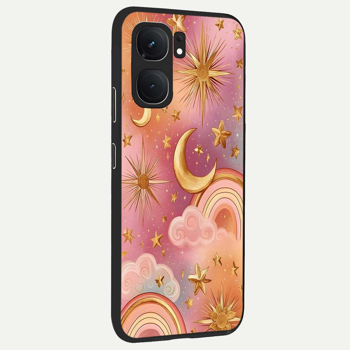  Golden Celestial Dreams back cover For iQOO Neo 9 Pro slim fit glass case with vibrant aesthetic design