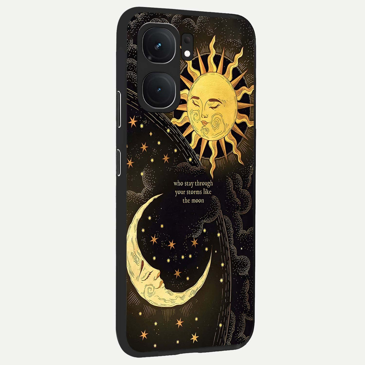  Golden Lunar Love back cover For iQOO Neo 9 Pro slim fit glass case with vibrant aesthetic design