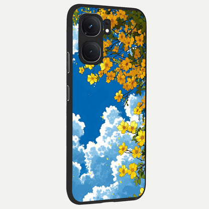  Golden Petal Sky back cover For iQOO Neo 9 Pro slim fit glass case with vibrant aesthetic design