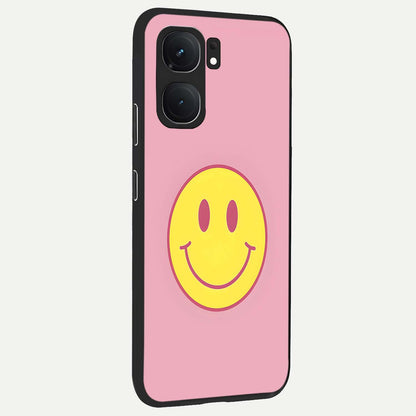  Happy Pink Mood back cover For iQOO Neo 9 Pro slim fit glass case with vibrant aesthetic design