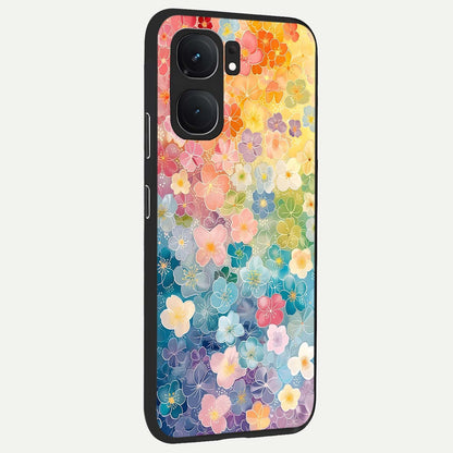  Rainbow Blossom Burst back cover For iQOO Neo 9 Pro slim fit glass case with vibrant aesthetic design