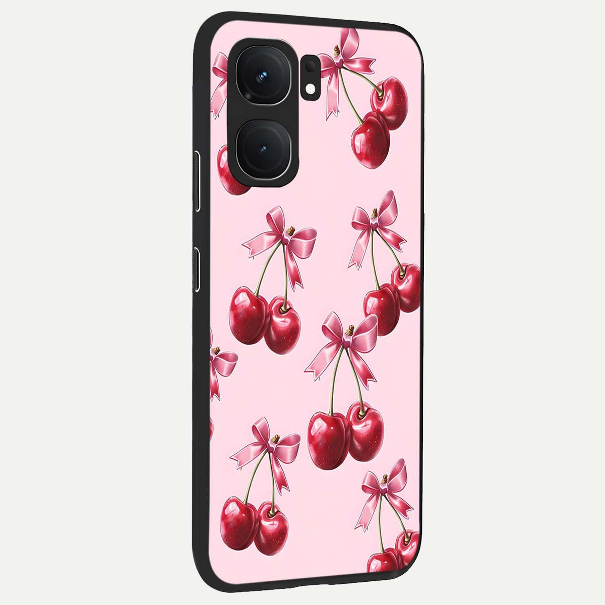  Red Cherries Pattern back cover For iQOO Neo 9 Pro slim fit glass case with vibrant aesthetic design