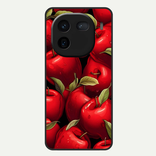  Apple Pattern Glass Case For iQOO 12 5G back cover – full design glossy printed glass finish