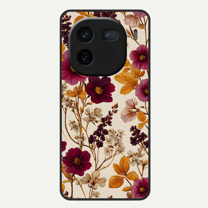  Autumn Wine Bloom Glass Case For iQOO 12 5G back cover – full design glossy printed glass finish
