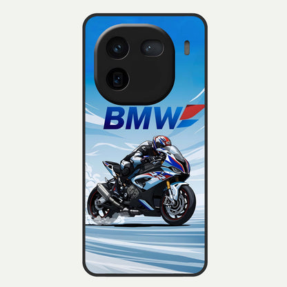  BMW Power Drift Glass Case For iQOO 12 5G back cover – full design glossy printed glass finish