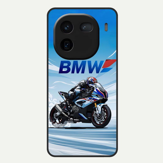  BMW Power Drift Glass Case For iQOO 12 5G back cover – full design glossy printed glass finish