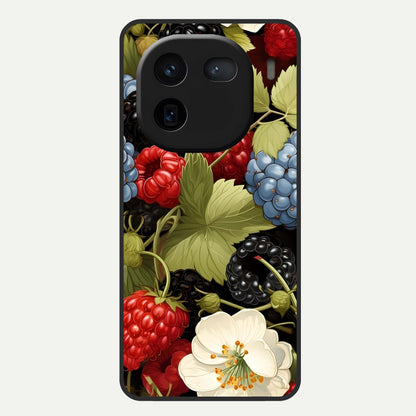  Berry Bloom Charm Glass Case For iQOO 12 5G back cover – full design glossy printed glass finish