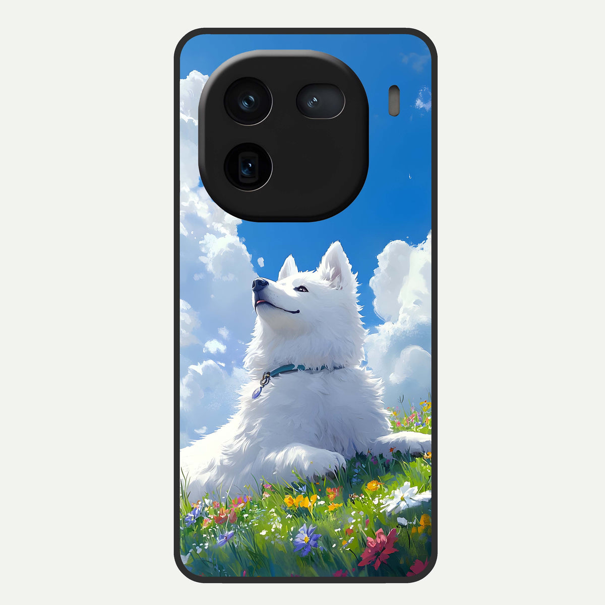  Blissful Cloud Pup Glass Case For iQOO 12 5G back cover – full design glossy printed glass finish
