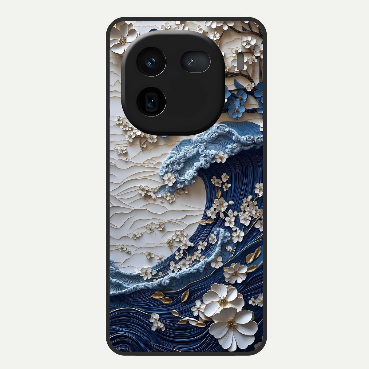  Blossom Wave Art Glass Case For iQOO 12 5G back cover – full design glossy printed glass finish