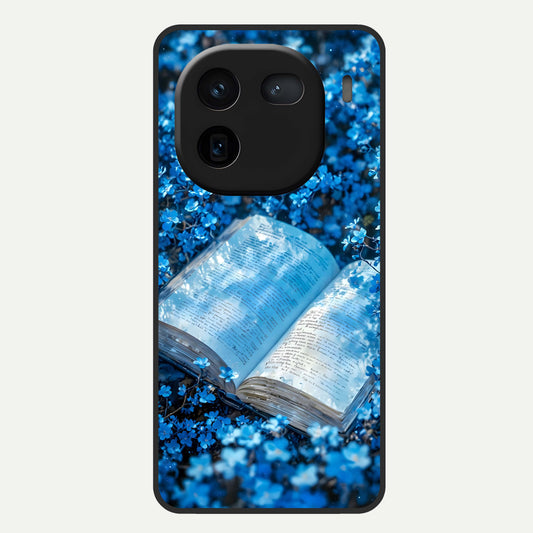  Blue Bloom Tales Glass Case For iQOO 12 5G back cover – full design glossy printed glass finish