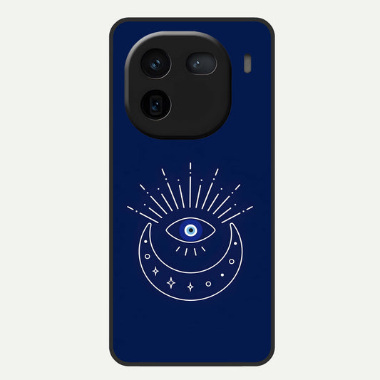  Blue Evil Eye Glass Case For iQOO 12 5G back cover – full design glossy printed glass finish