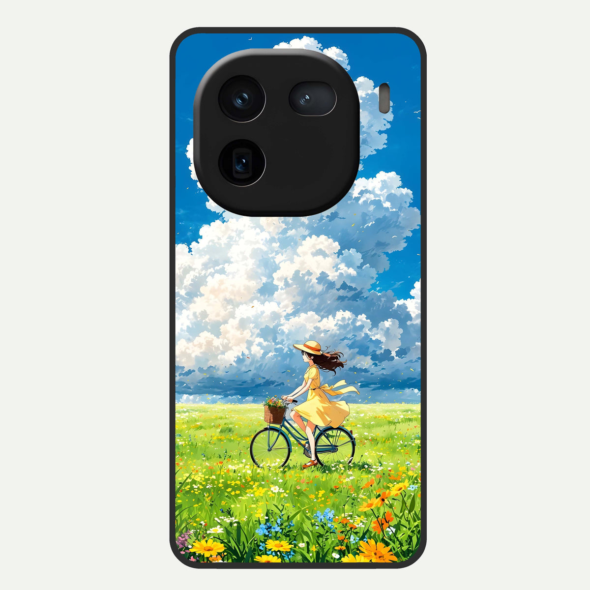  Breezy Meadow Ride Glass Case For iQOO 12 5G back cover – full design glossy printed glass finish