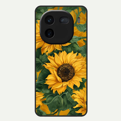  Bright Sunflower Bloom Glass Case For iQOO 12 5G back cover – full design glossy printed glass finish