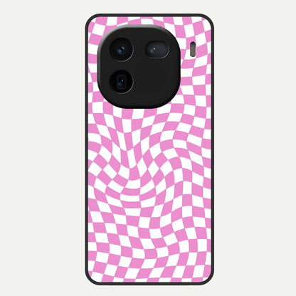  Bubblegum Check Wave Glass Case For iQOO 12 5G back cover – full design glossy printed glass finish