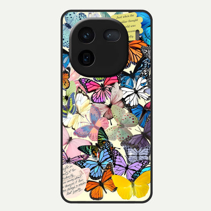  Butterflies Petal Dream Glass Case For iQOO 12 5G back cover – full design glossy printed glass finish