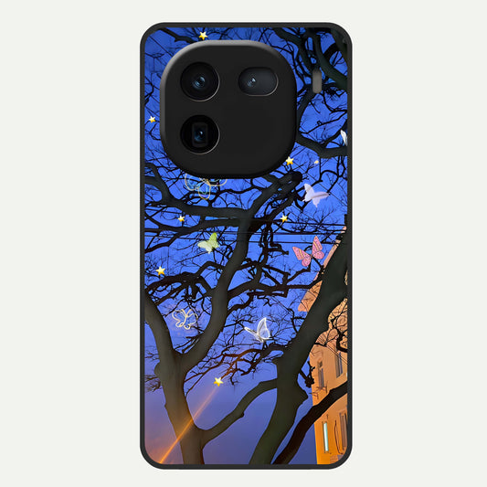  Butterfly Night Magic Glass Case For iQOO 12 5G back cover – full design glossy printed glass finish