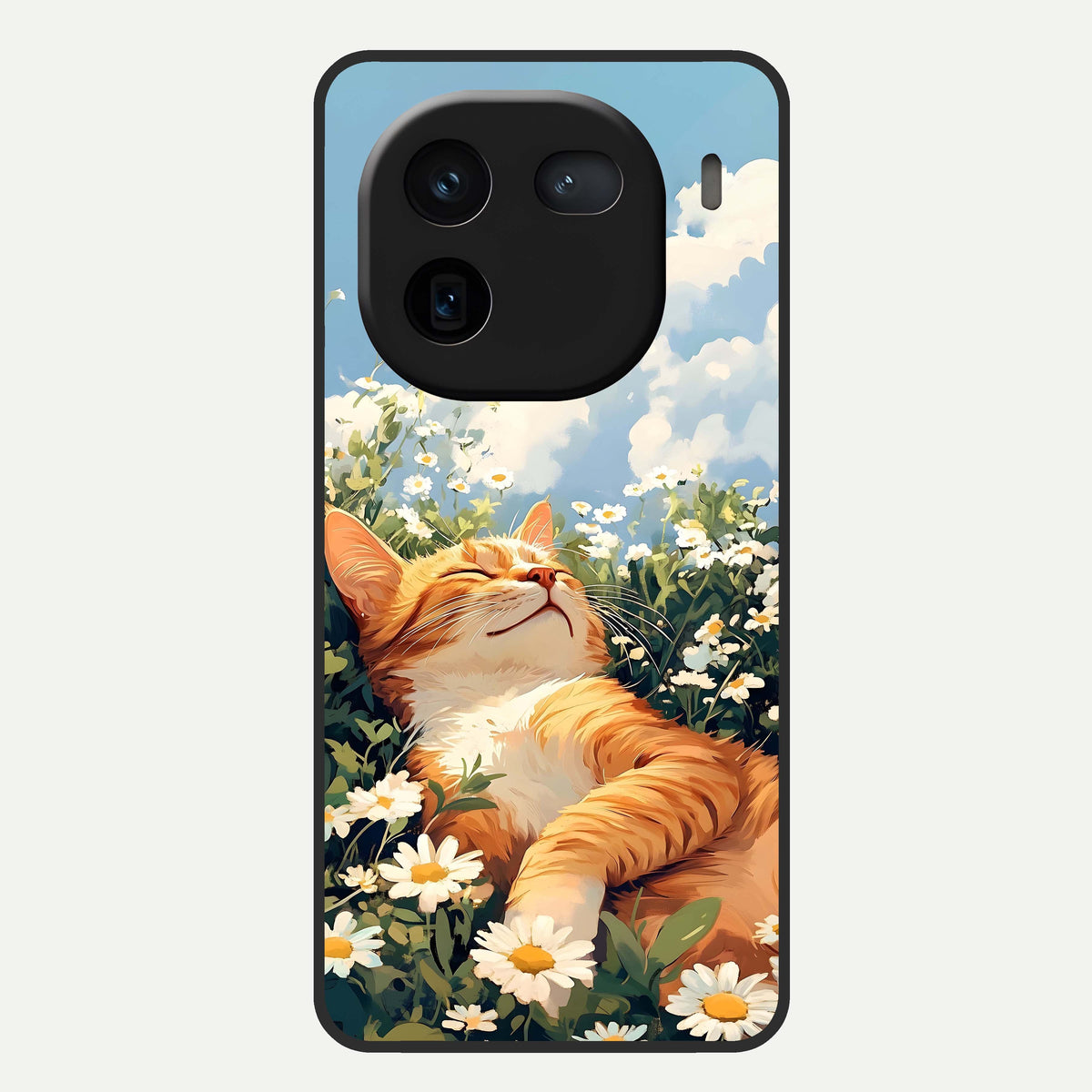  Cat And Flowers View Glass Case For iQOO 12 5G back cover – full design glossy printed glass finish
