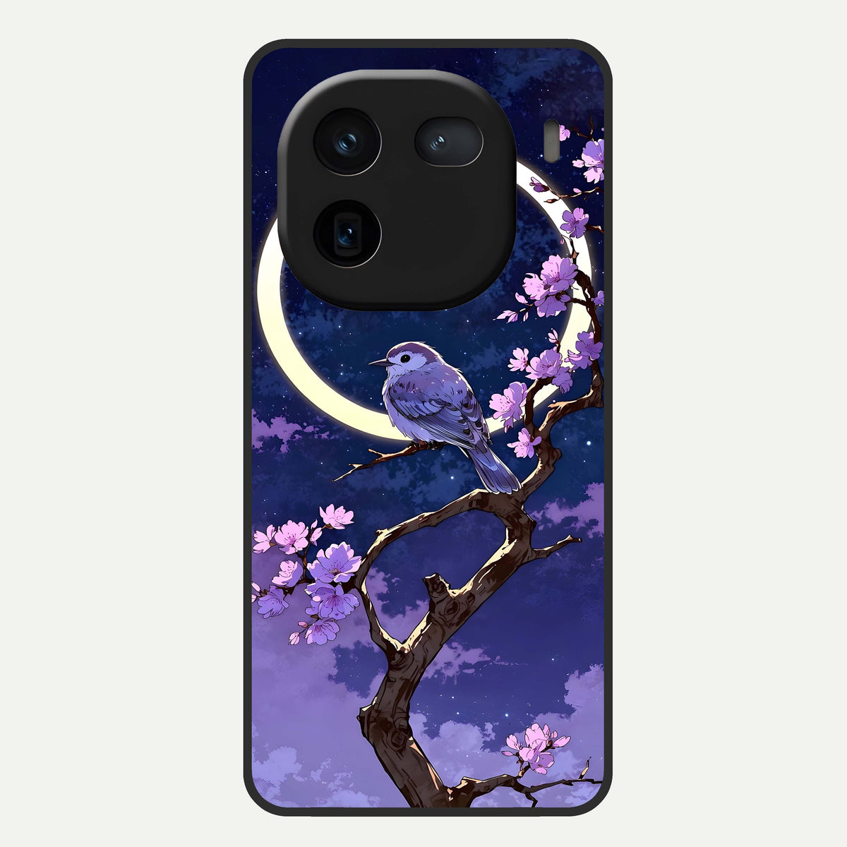  Celestial Bird Blossom Glass Case For iQOO 12 5G back cover – full design glossy printed glass finish
