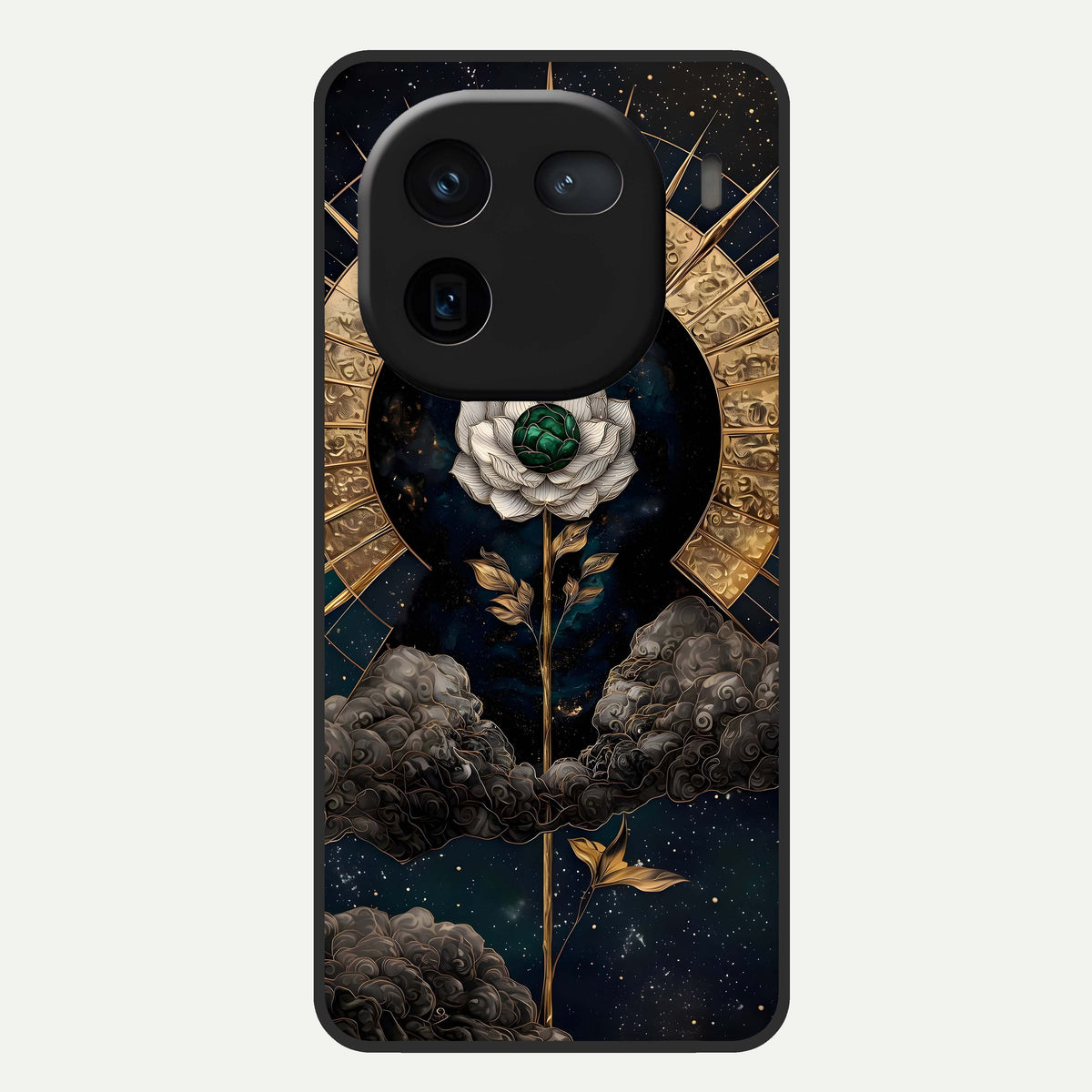  Celestial Lotus Morang Glass Case For iQOO 12 5G back cover – full design glossy printed glass finish