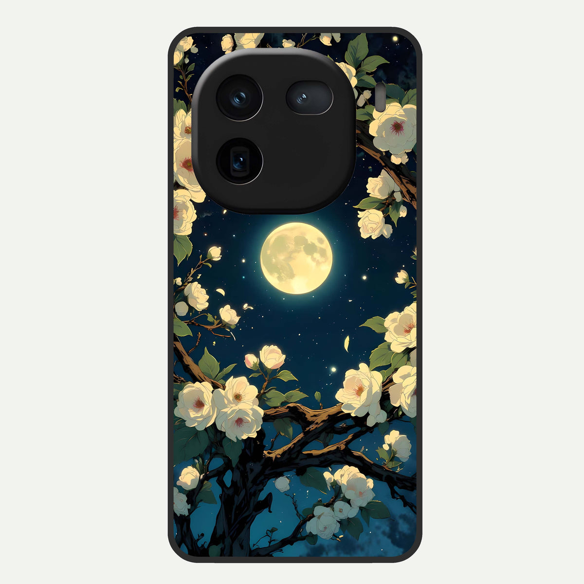  Celestial Moon And Flower Glass Case For iQOO 12 5G back cover – full design glossy printed glass finish