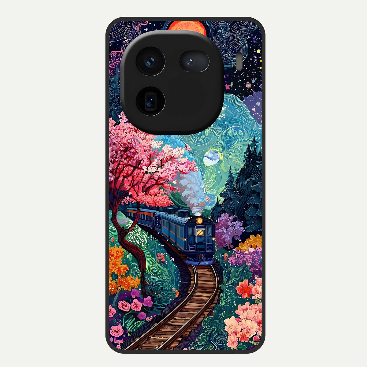  Celestial Train Journey Glass Case For iQOO 12 5G back cover – full design glossy printed glass finish