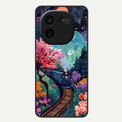  Celestial Train Journey Glass Case For iQOO 12 5G back cover – full design glossy printed glass finish