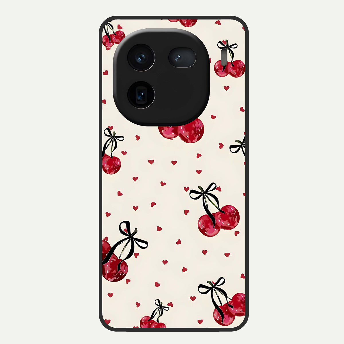  Cherry Heart Bow Glass Case For iQOO 12 5G back cover – full design glossy printed glass finish